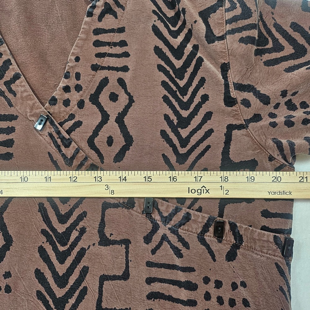 Tianello Soul of Africa Vintage Tribal Print Tencel Rayon Tunic  made in USA Med - Picture 8 of 11